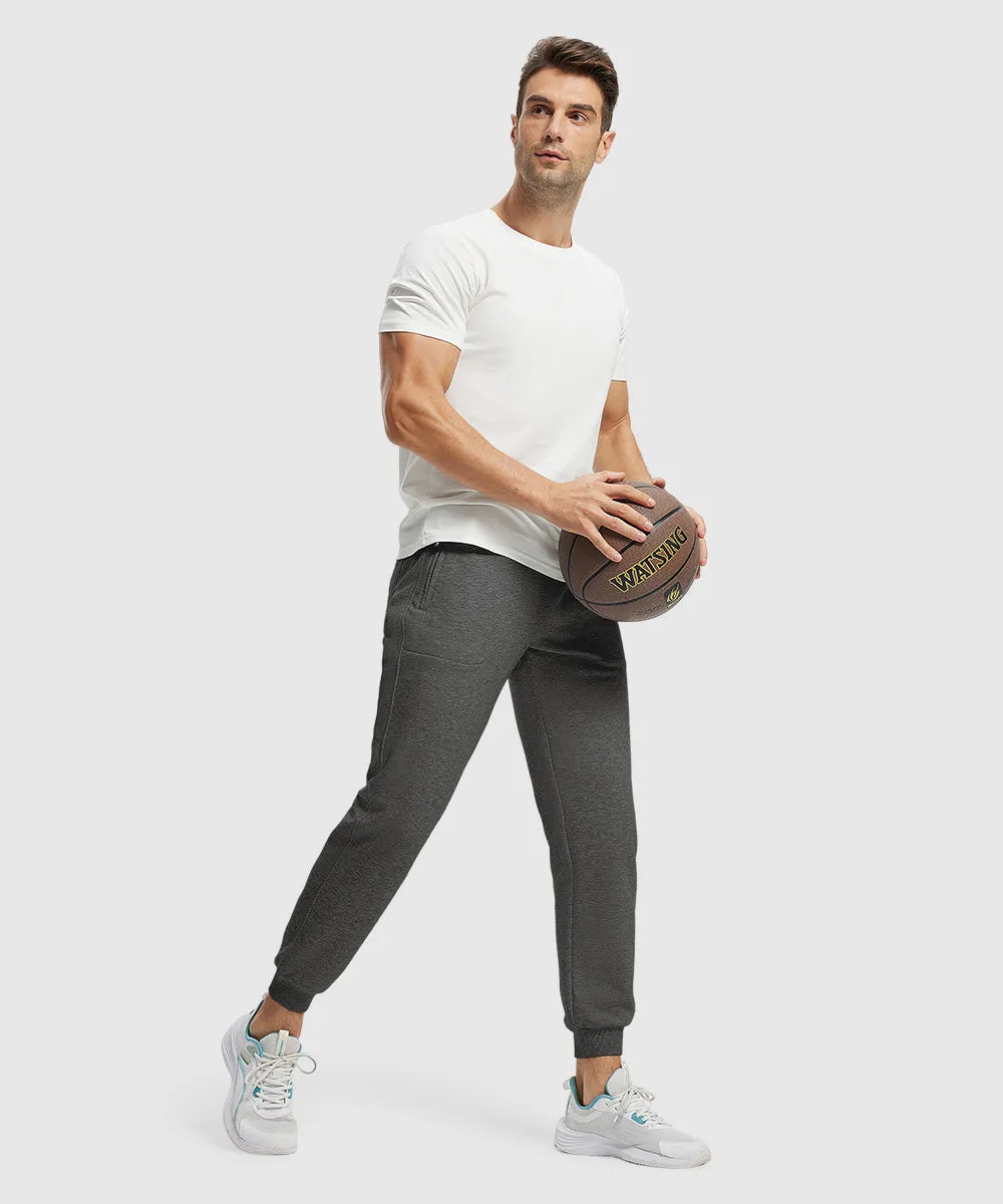 Men's Fleece Athletic Running Rib Knit Cuff Pants