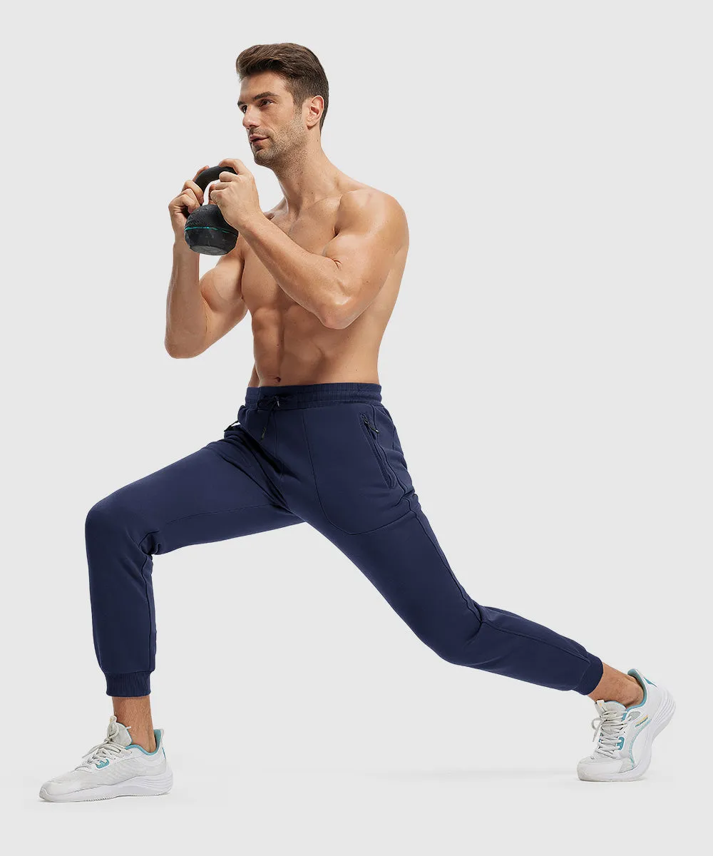 Men's Fleece Athletic Running Rib Knit Cuff Pants