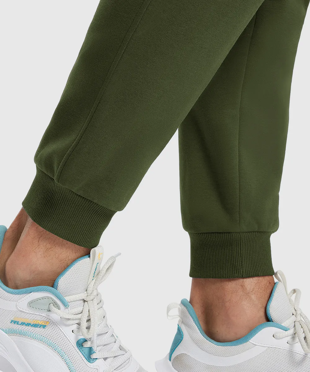 Men's Fleece Athletic Running Rib Knit Cuff Pants