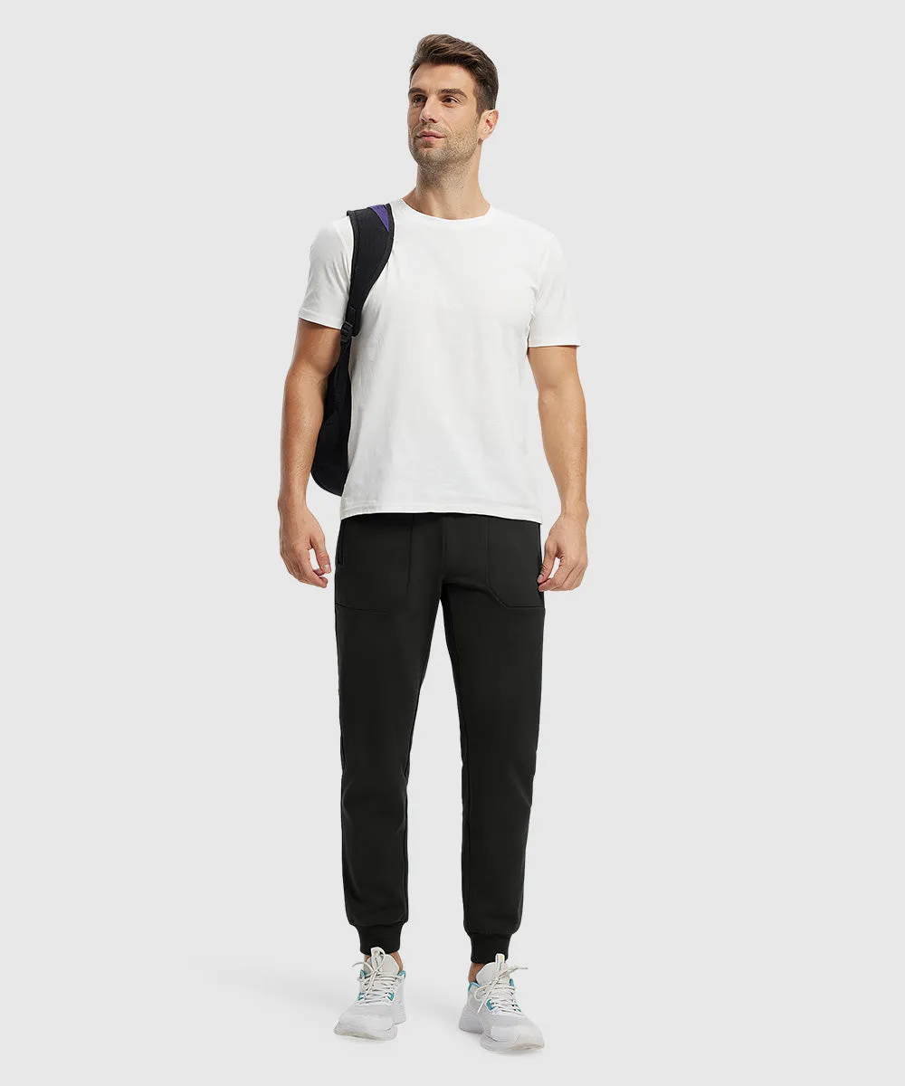 Men's Fleece Athletic Running Rib Knit Cuff Pants
