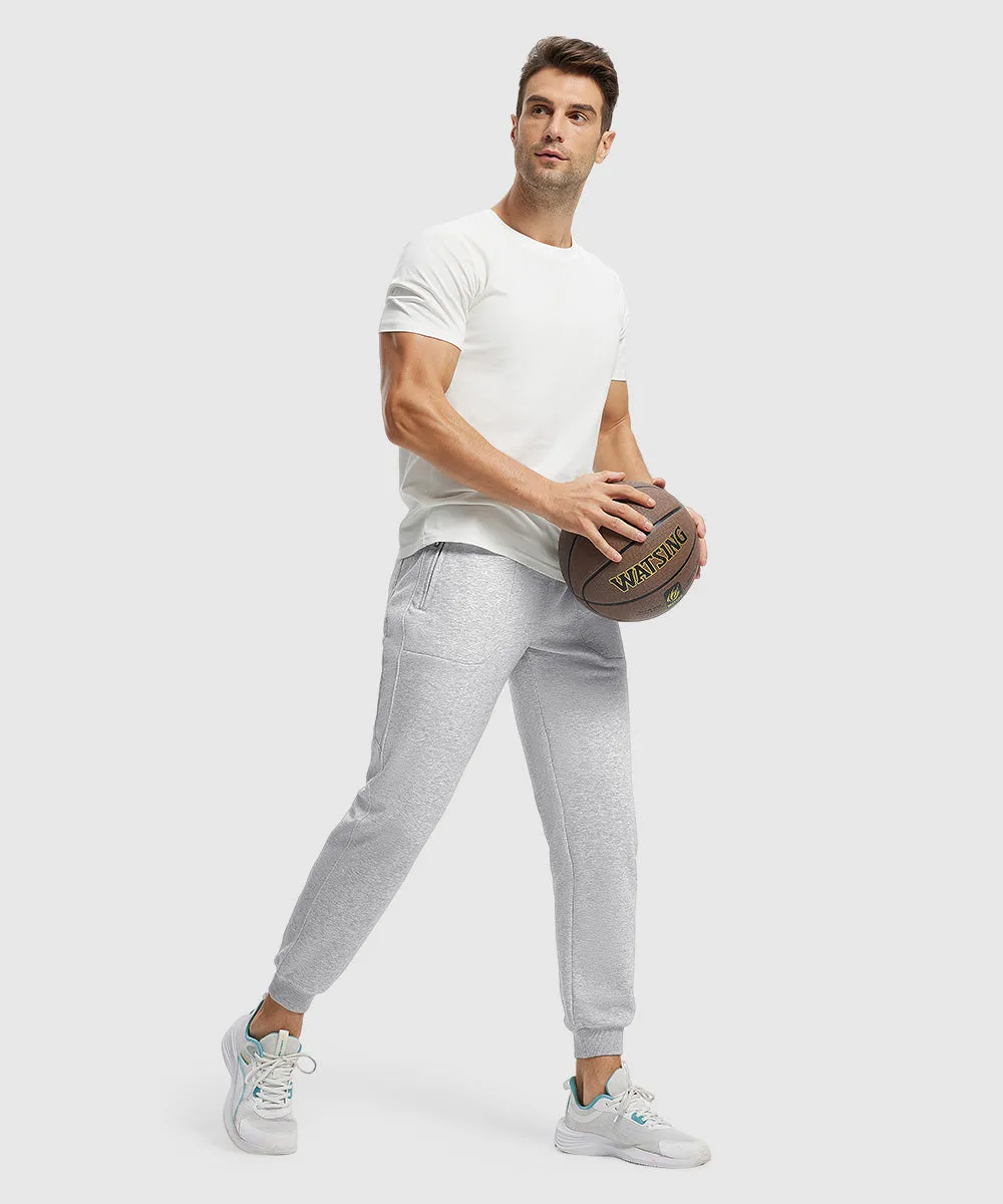 Men's Fleece Athletic Running Rib Knit Cuff Pants