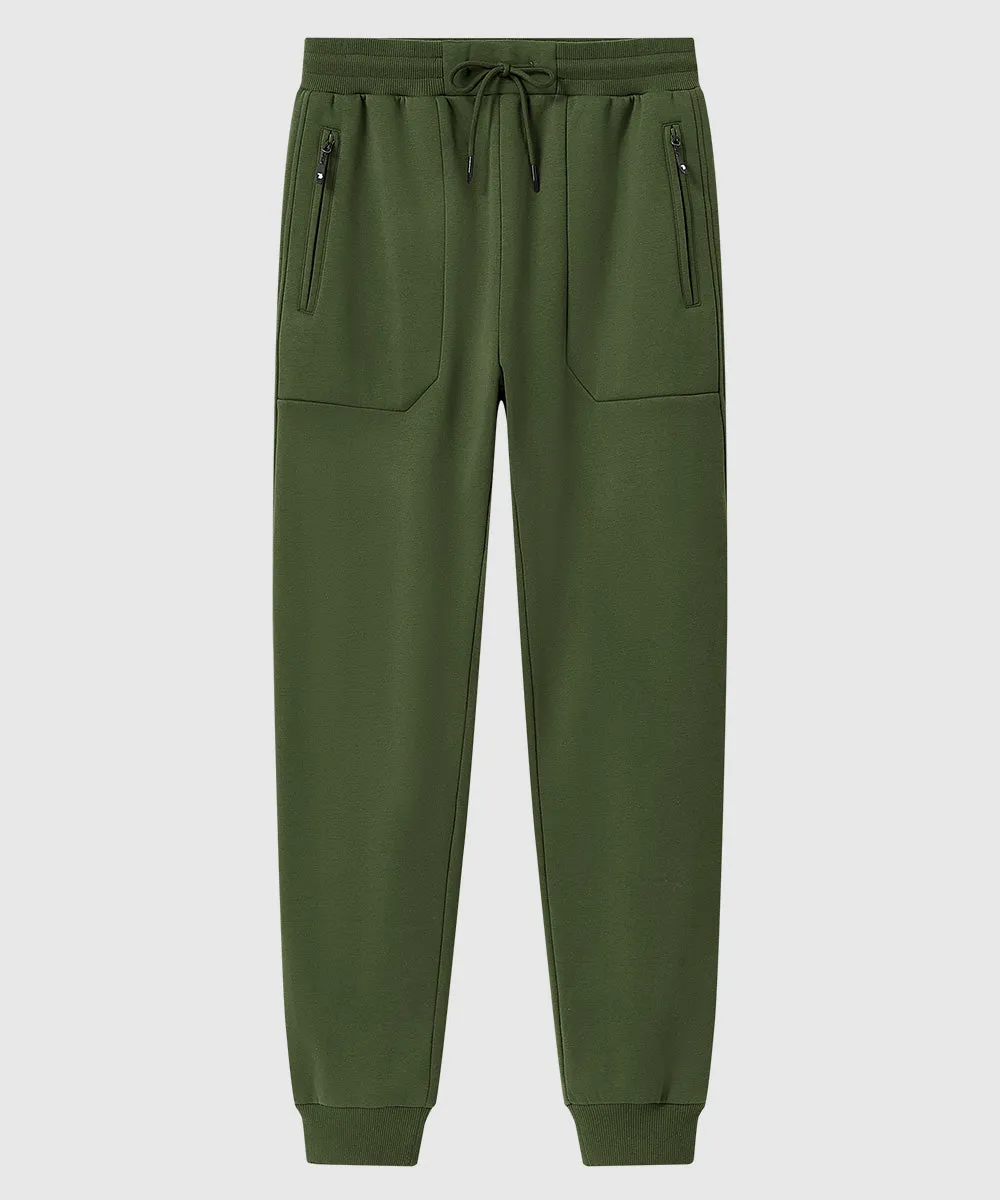 Men's Fleece Athletic Running Rib Knit Cuff Pants