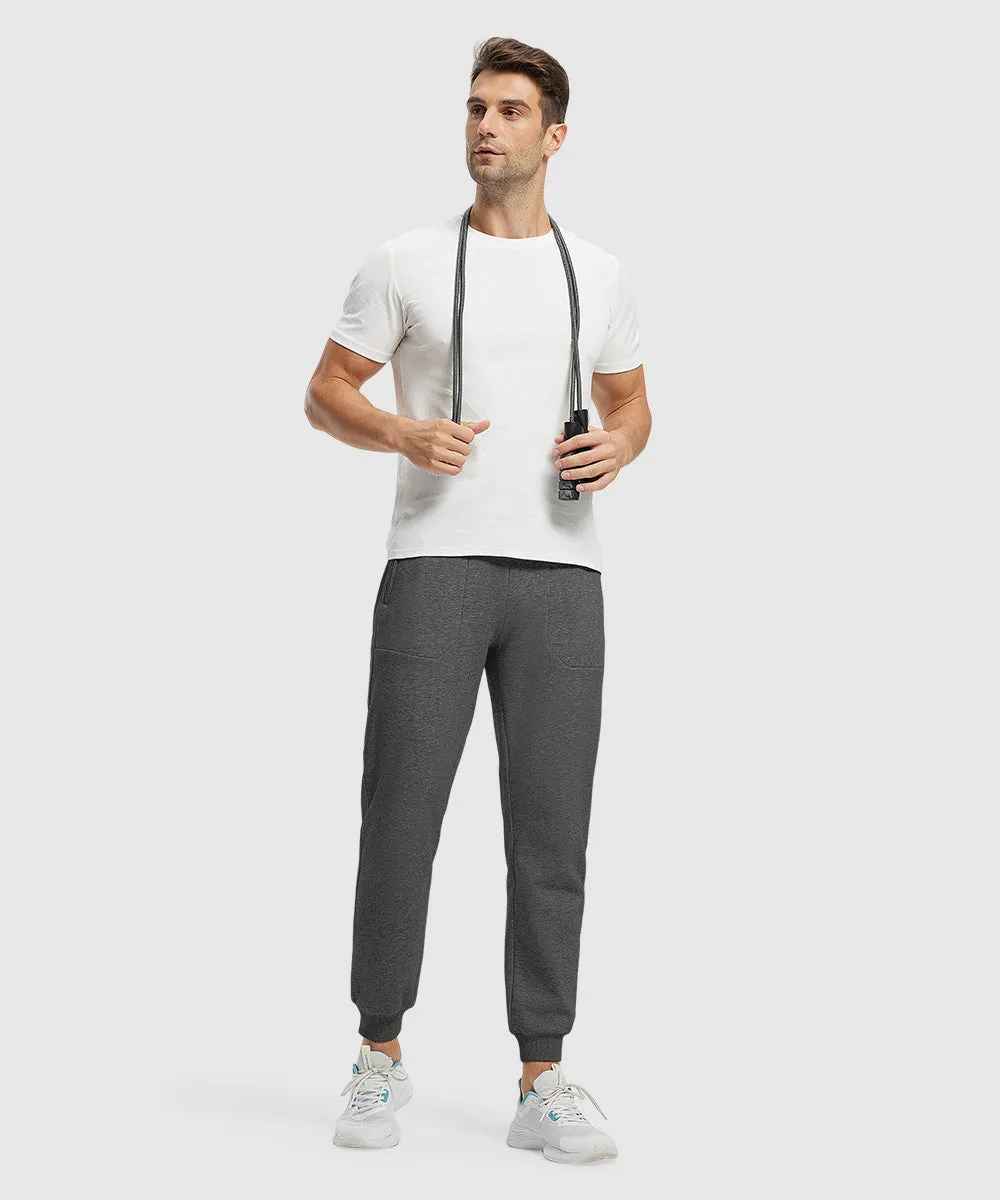 Men's Fleece Athletic Running Rib Knit Cuff Pants