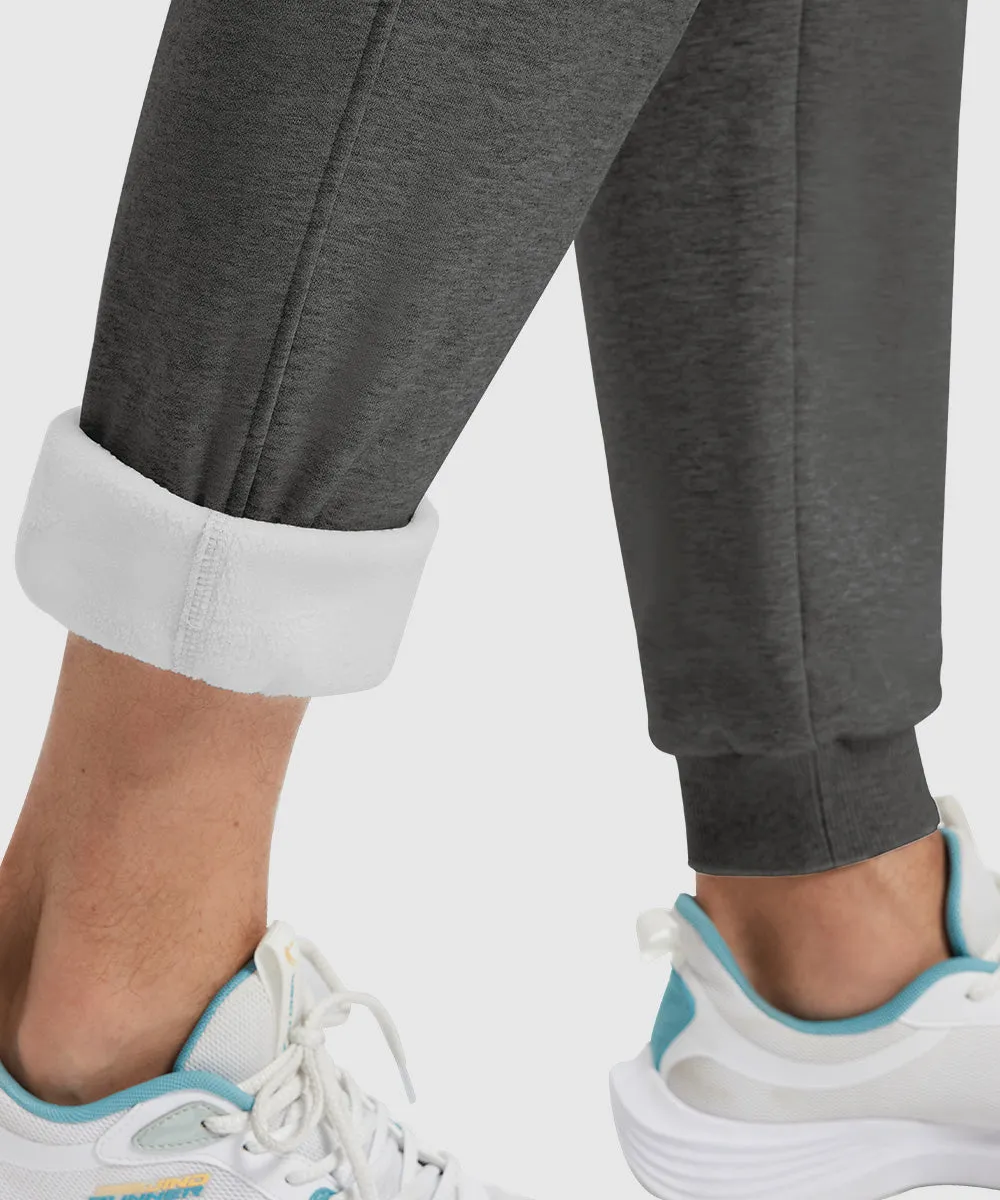 Men's Fleece Athletic Running Rib Knit Cuff Pants