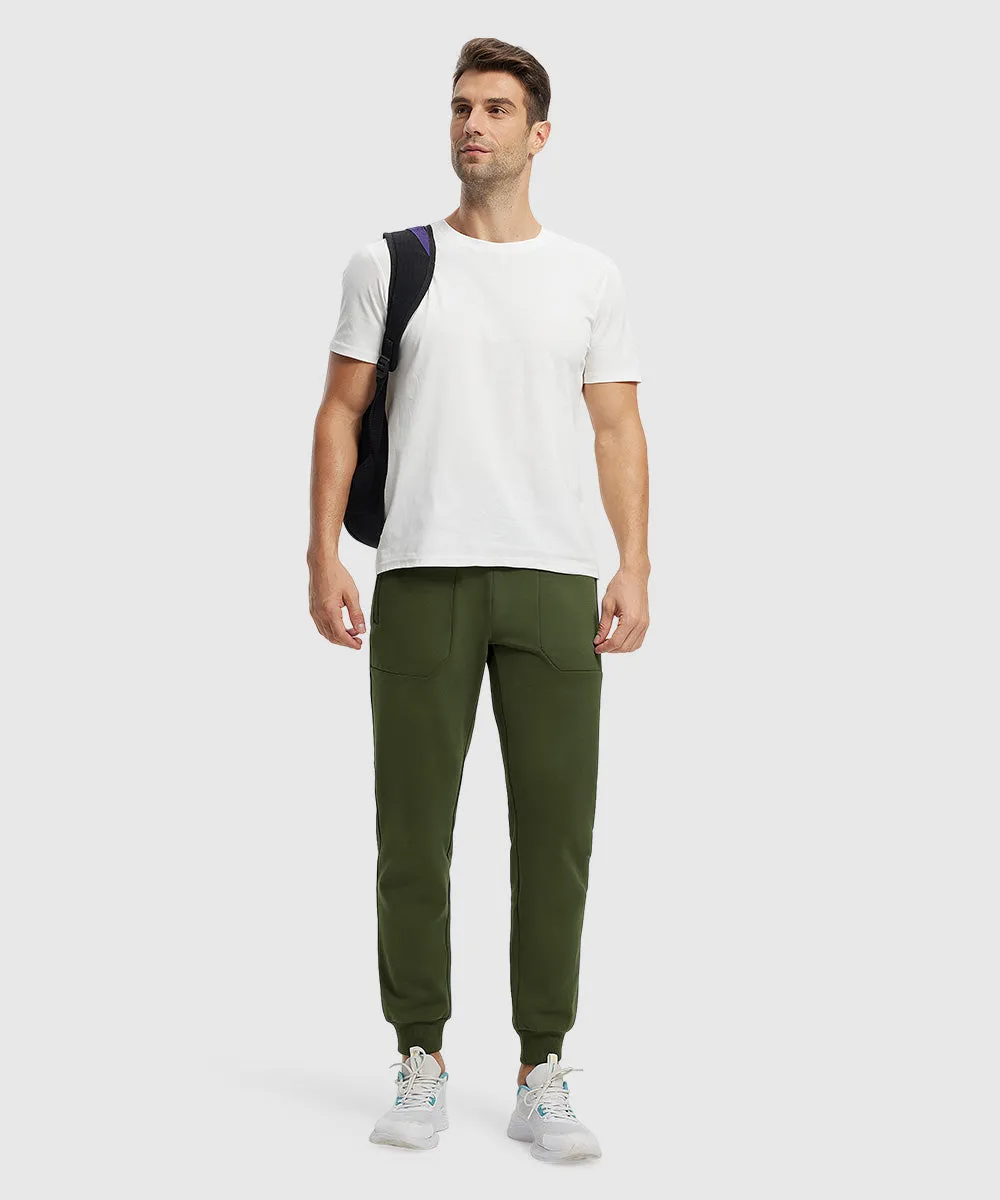 Men's Fleece Athletic Running Rib Knit Cuff Pants