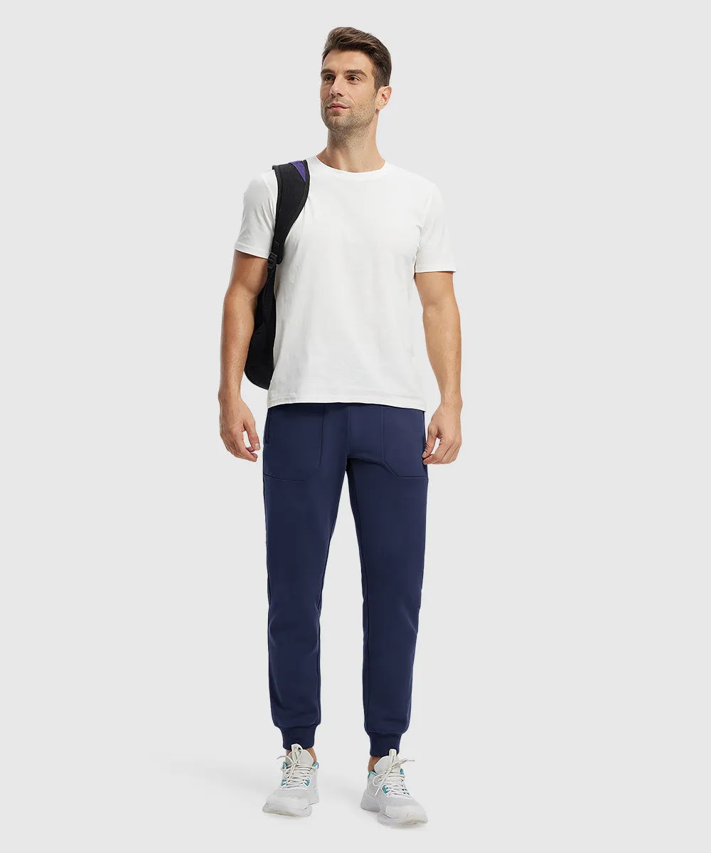 Men's Fleece Athletic Running Rib Knit Cuff Pants