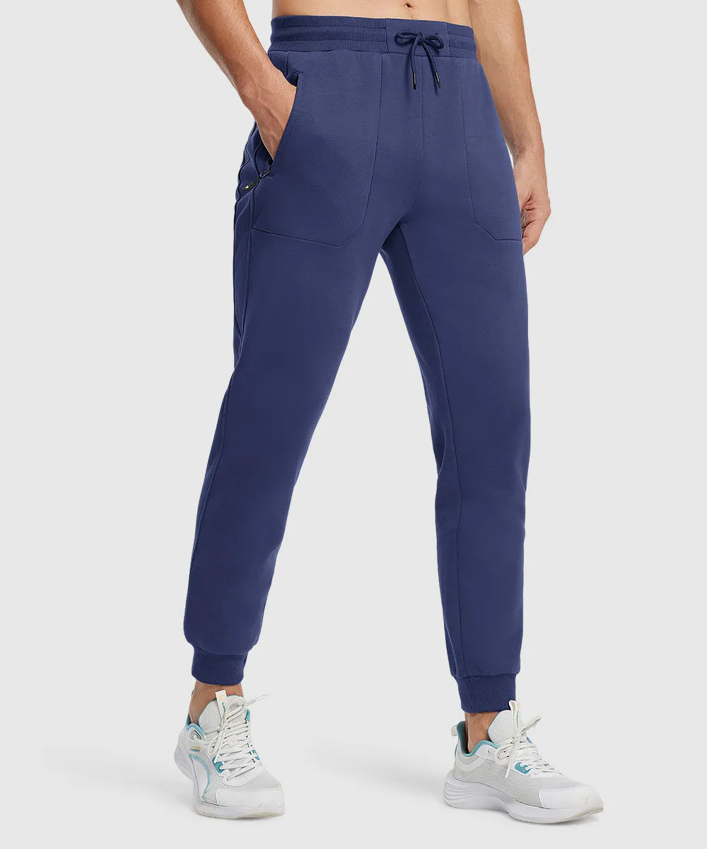 Men's Fleece Athletic Running Rib Knit Cuff Pants