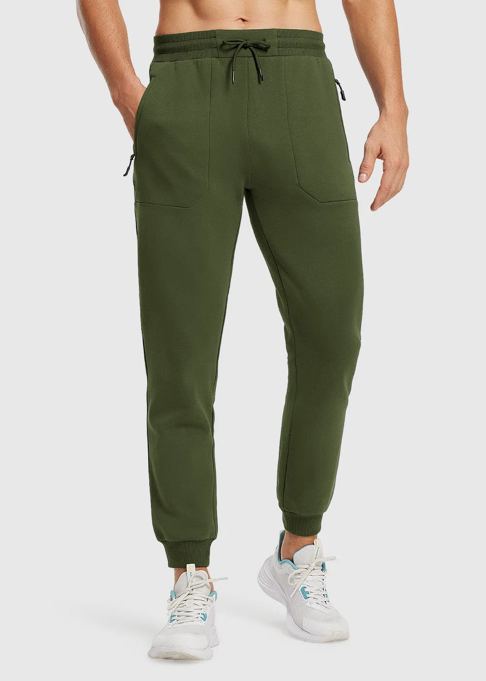 Men's Fleece Athletic Running Rib Knit Cuff Pants