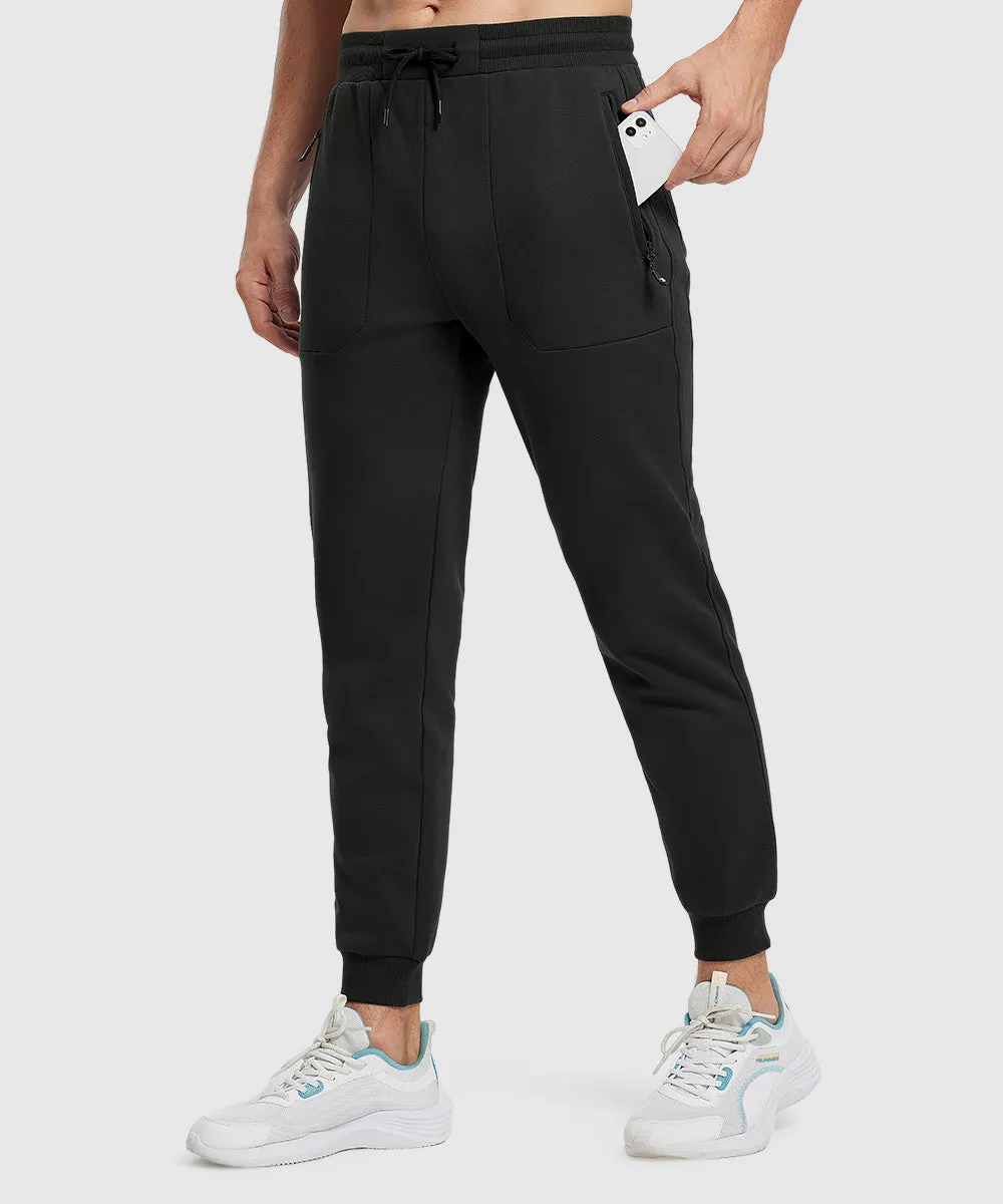 Men's Fleece Athletic Running Rib Knit Cuff Pants