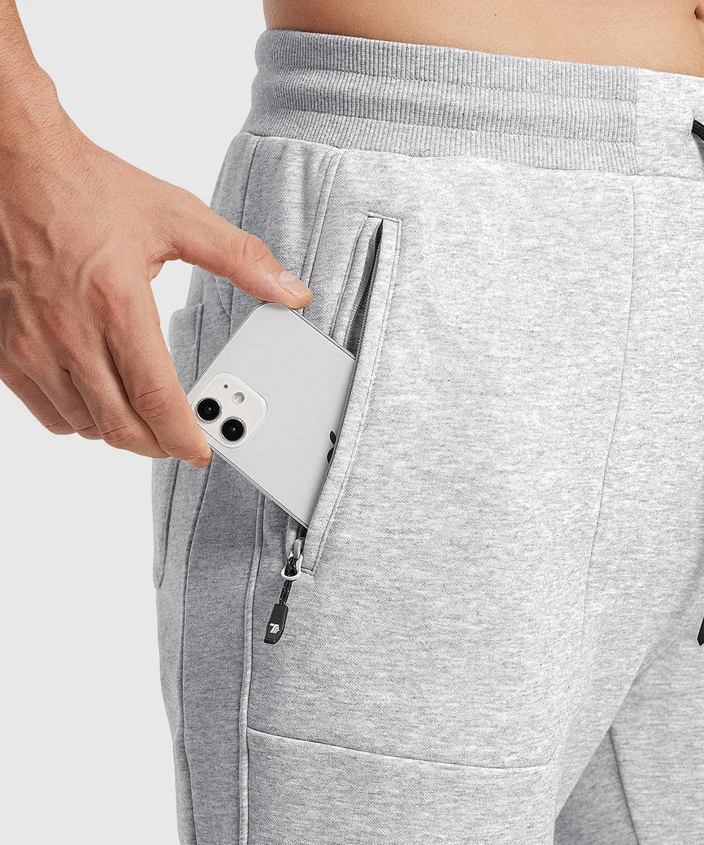Men's Fleece Athletic Running Rib Knit Cuff Pants