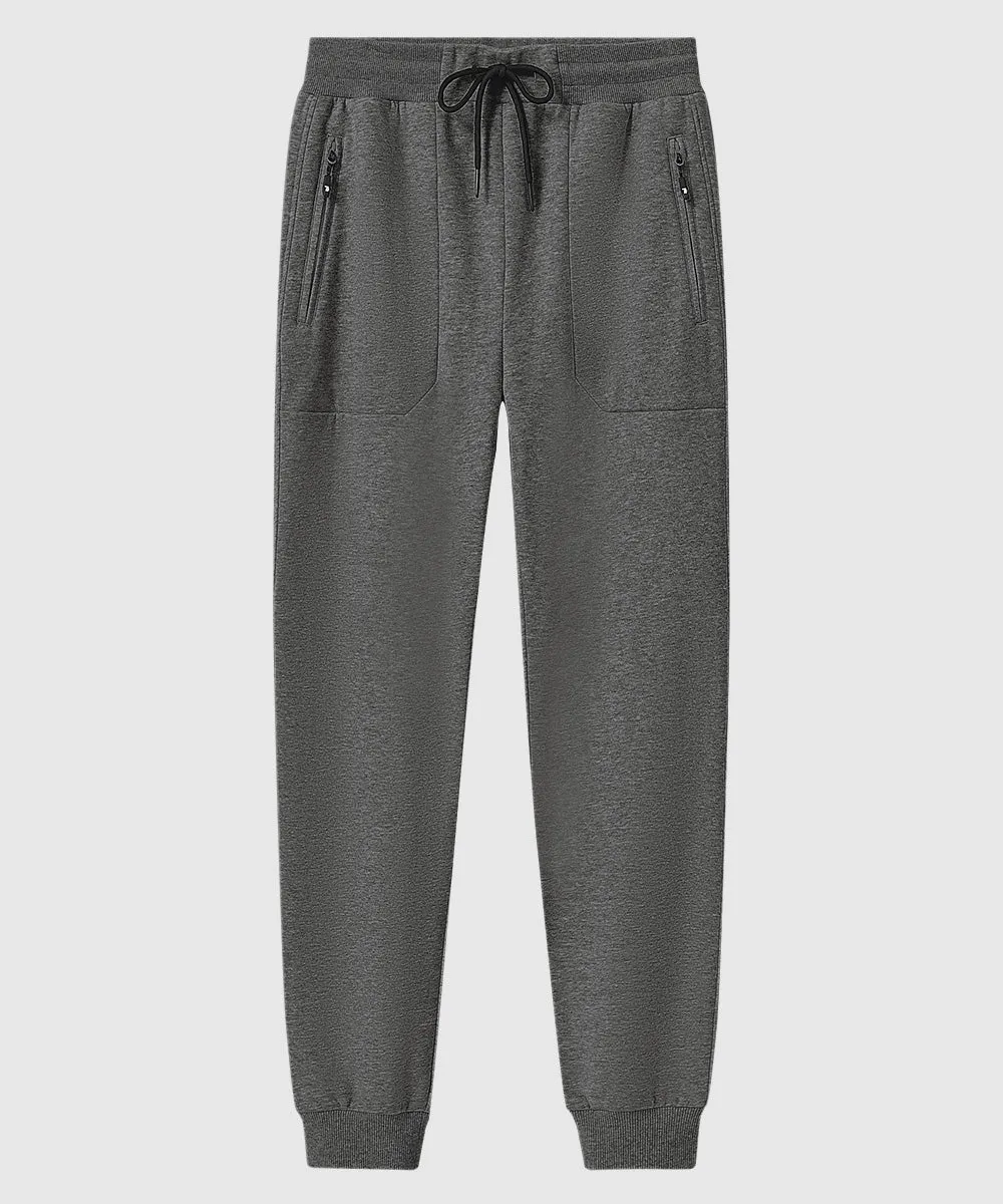Men's Fleece Athletic Running Rib Knit Cuff Pants
