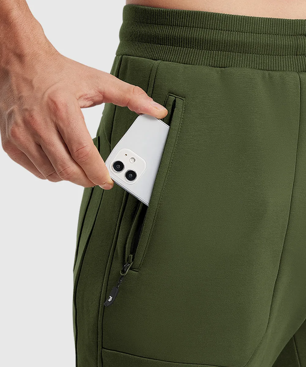 Men's Fleece Athletic Running Rib Knit Cuff Pants