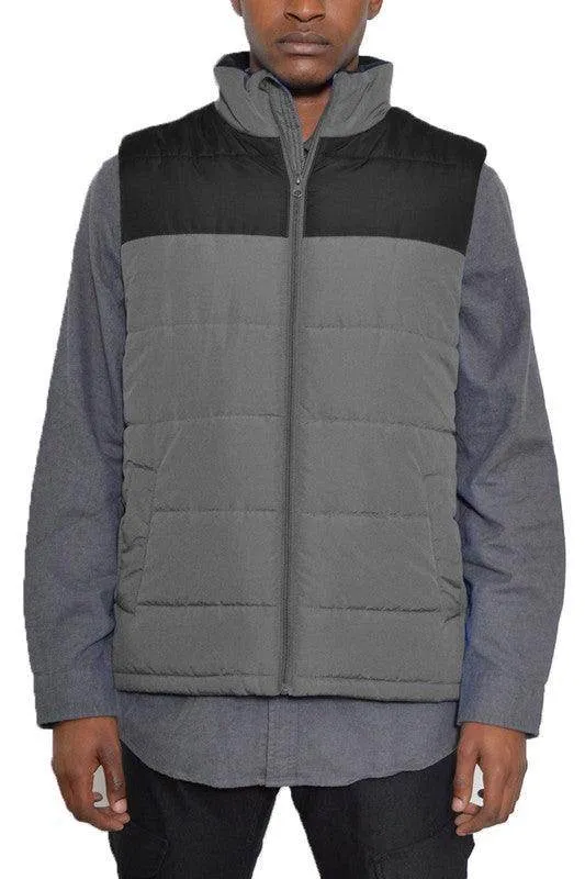 Mens Sleeveless Padded Winter Two Tone Vests
