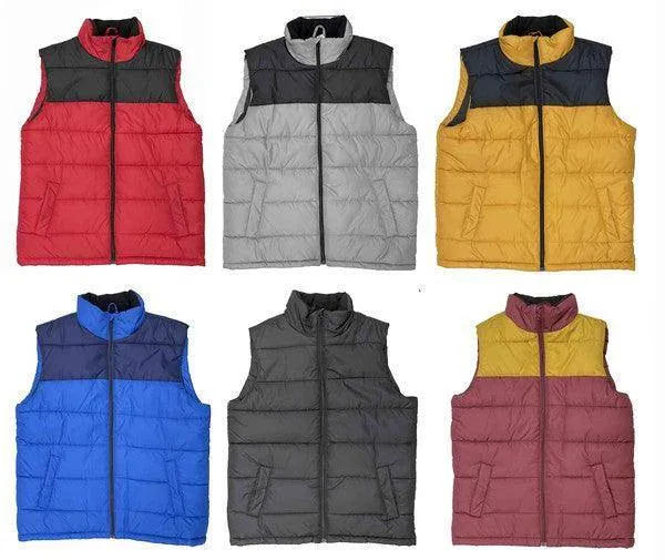 Mens Sleeveless Padded Winter Two Tone Vests