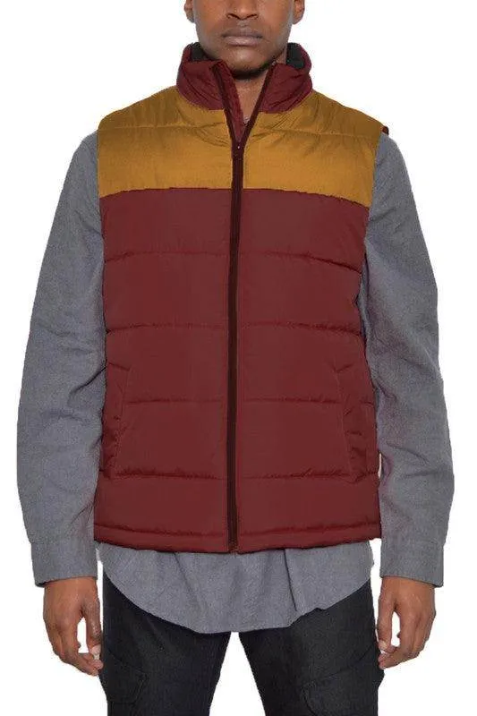 Mens Sleeveless Padded Winter Two Tone Vests