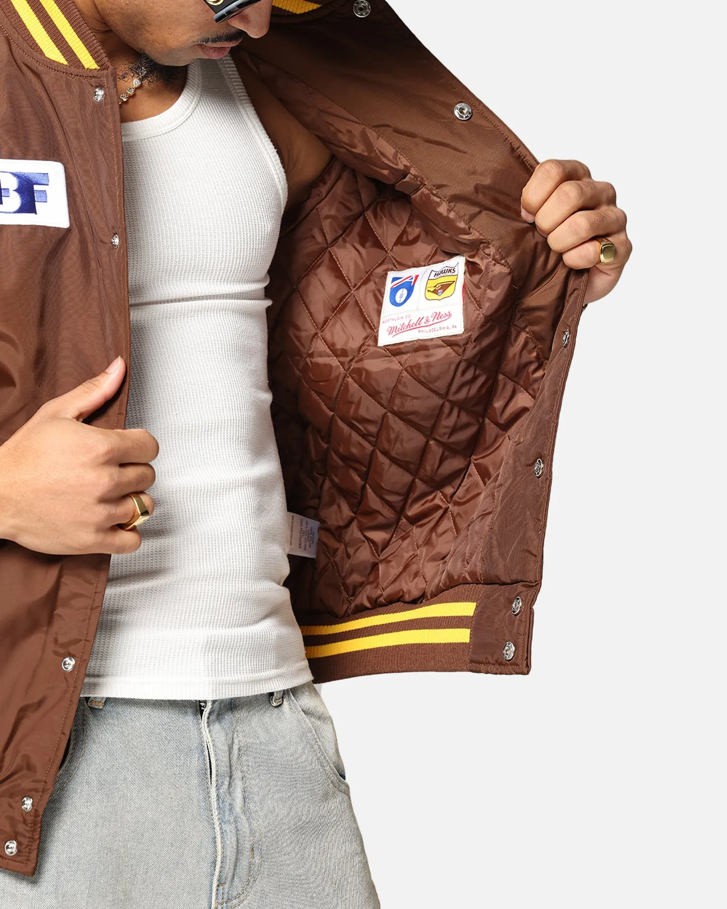 Mitchell & Ness Hawthorn Hawks Team Bomber Jacket Brown