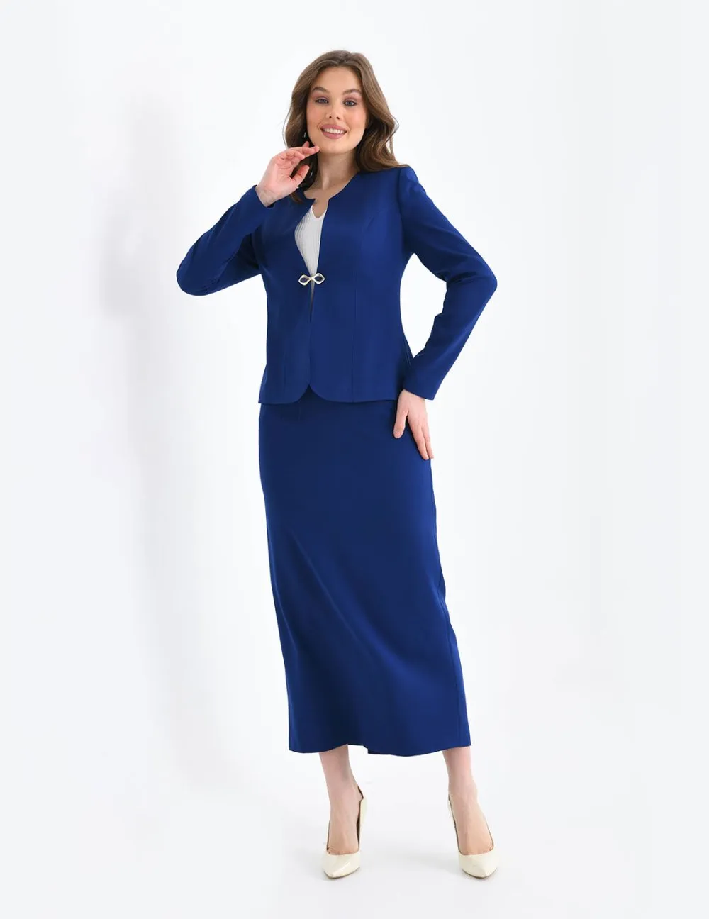 NDL Women Navy Blue Women's Suit with Pencil Skirt - Lakeville