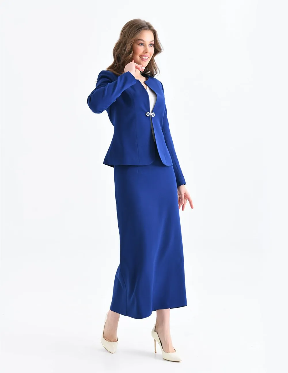 NDL Women Navy Blue Women's Suit with Pencil Skirt - Lakeville