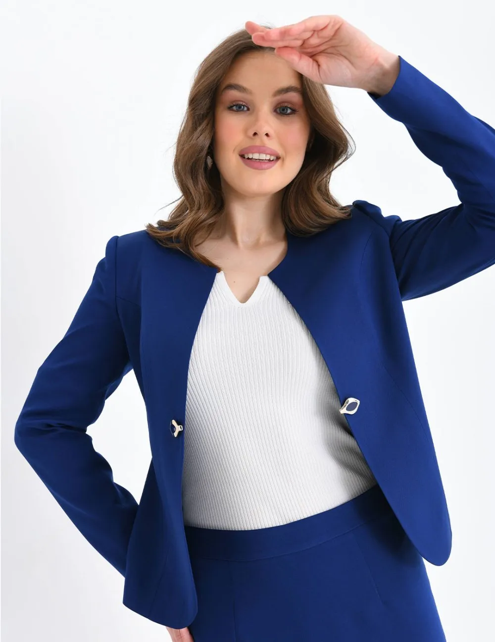 NDL Women Navy Blue Women's Suit with Pencil Skirt - Lakeville