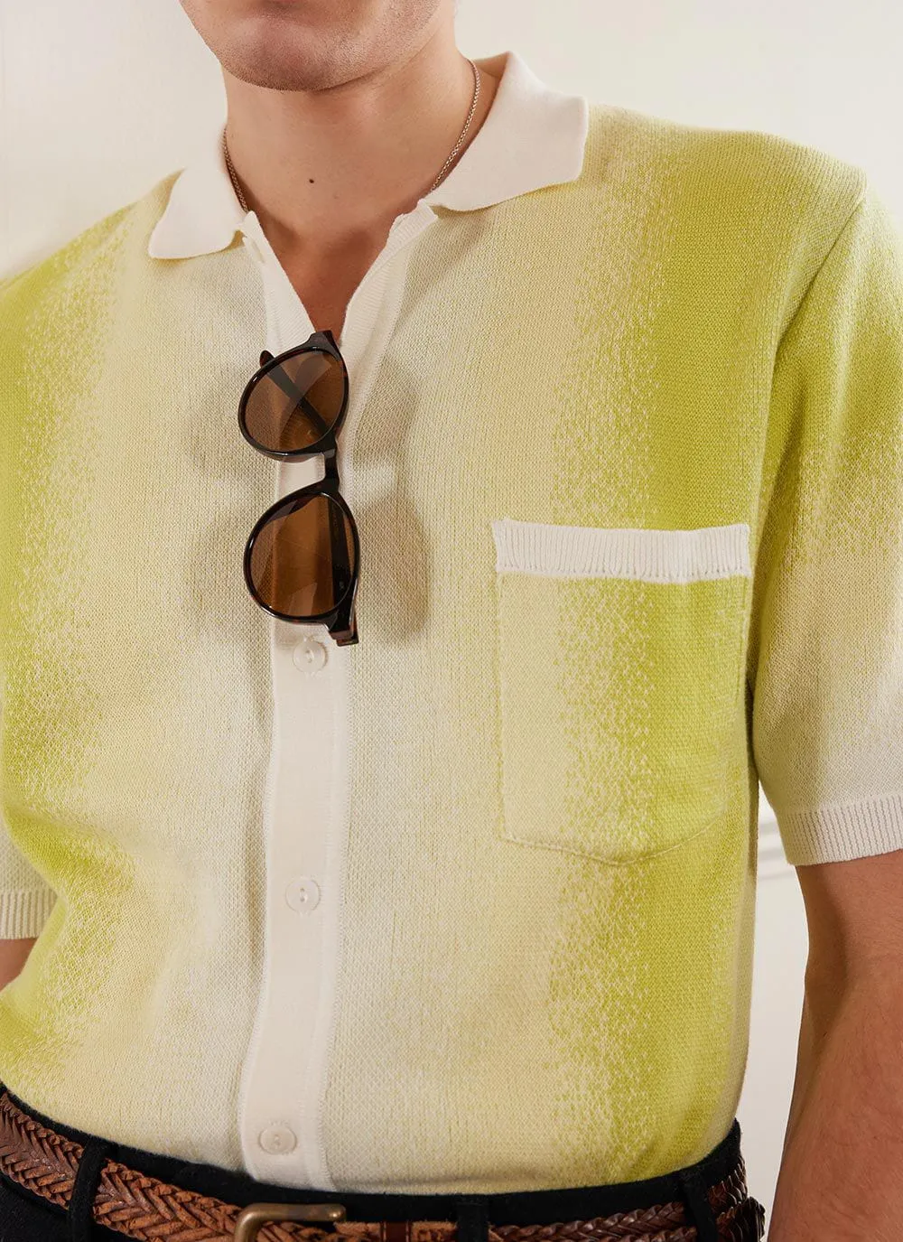 Ombre Knitted Shirt | Organic Cotton | Lime