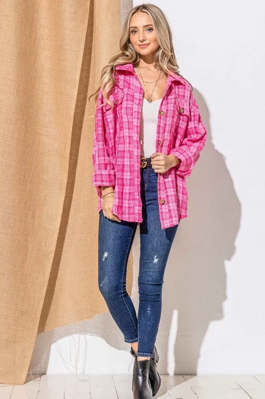 Pink Tweed Shacket