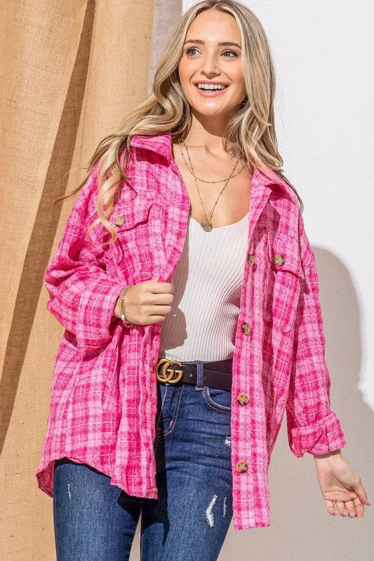 Pink Tweed Shacket