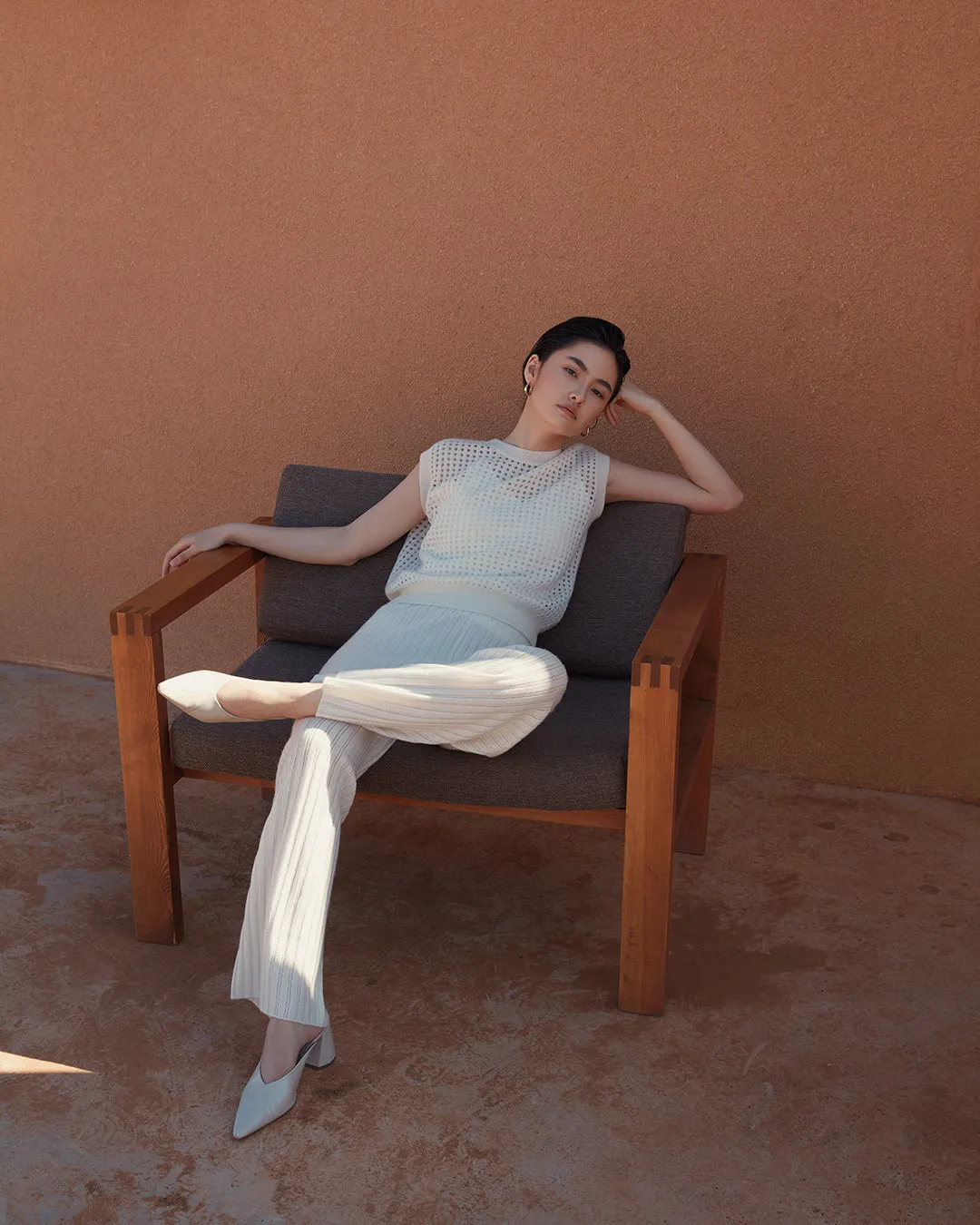 Pointelle Rib-knit Pants
