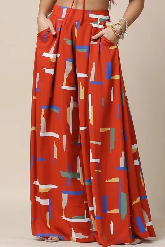 Print Wide Leg Palazzo Pant (Pick Style)