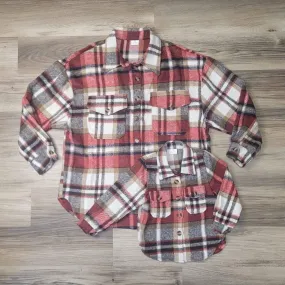 Red & Tan Plaid Flannel Top-Kids