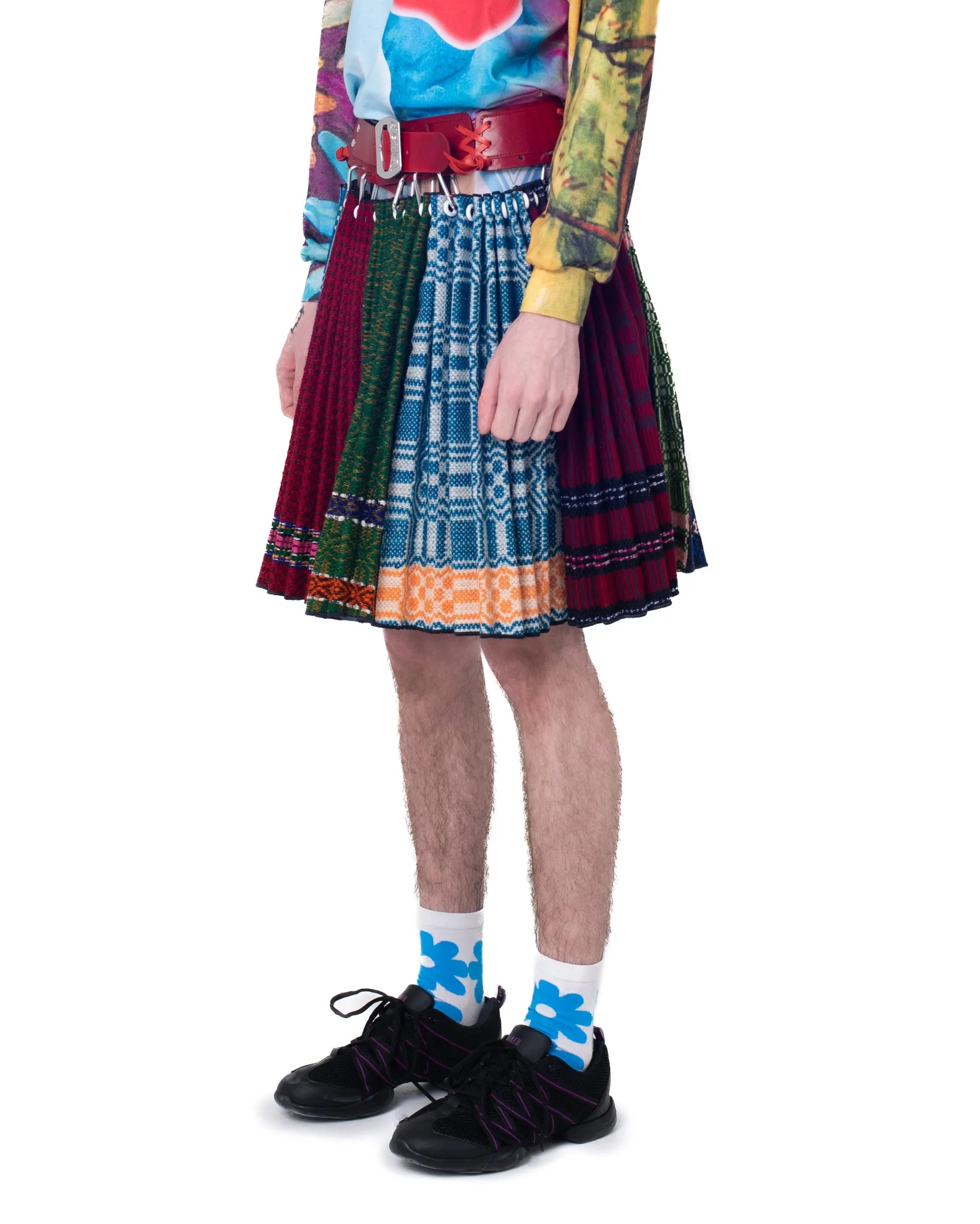 Red Belt Folkloric Midi Skirt