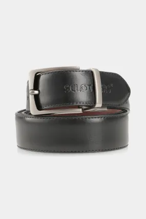 Reversible Black Leather Belt - W21 - MB0004R
