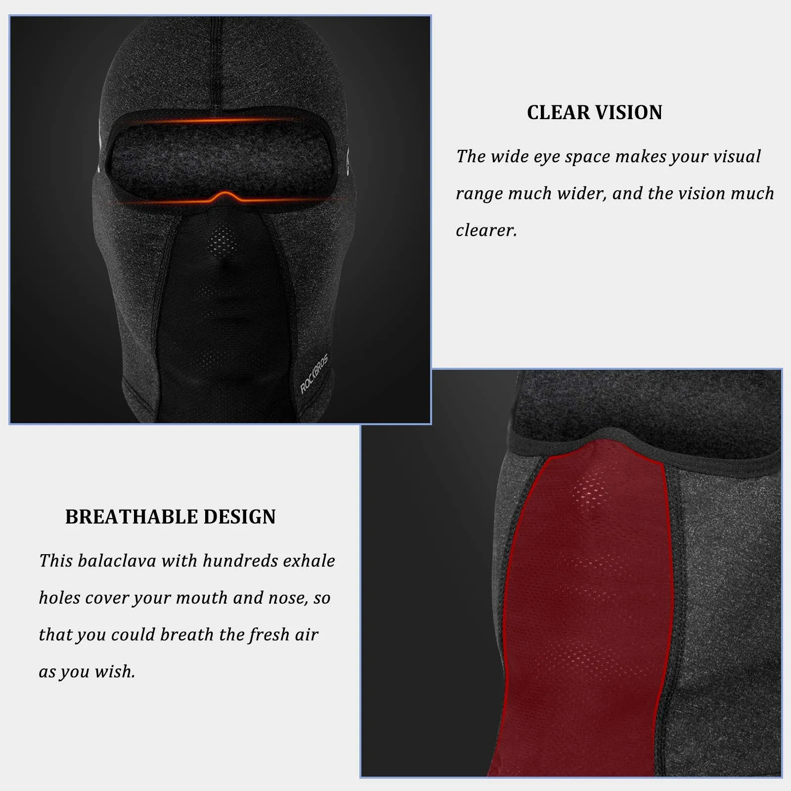 ROCKBROS Windproof Balaclava Winter Face Cover Thermal Fleece Neck Warmer