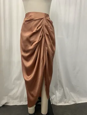 Satin Thigh High Slit Midi Skirt