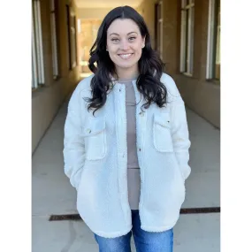 Simply Southern Fuzzy Shacket - Cream - FINAL SALE
