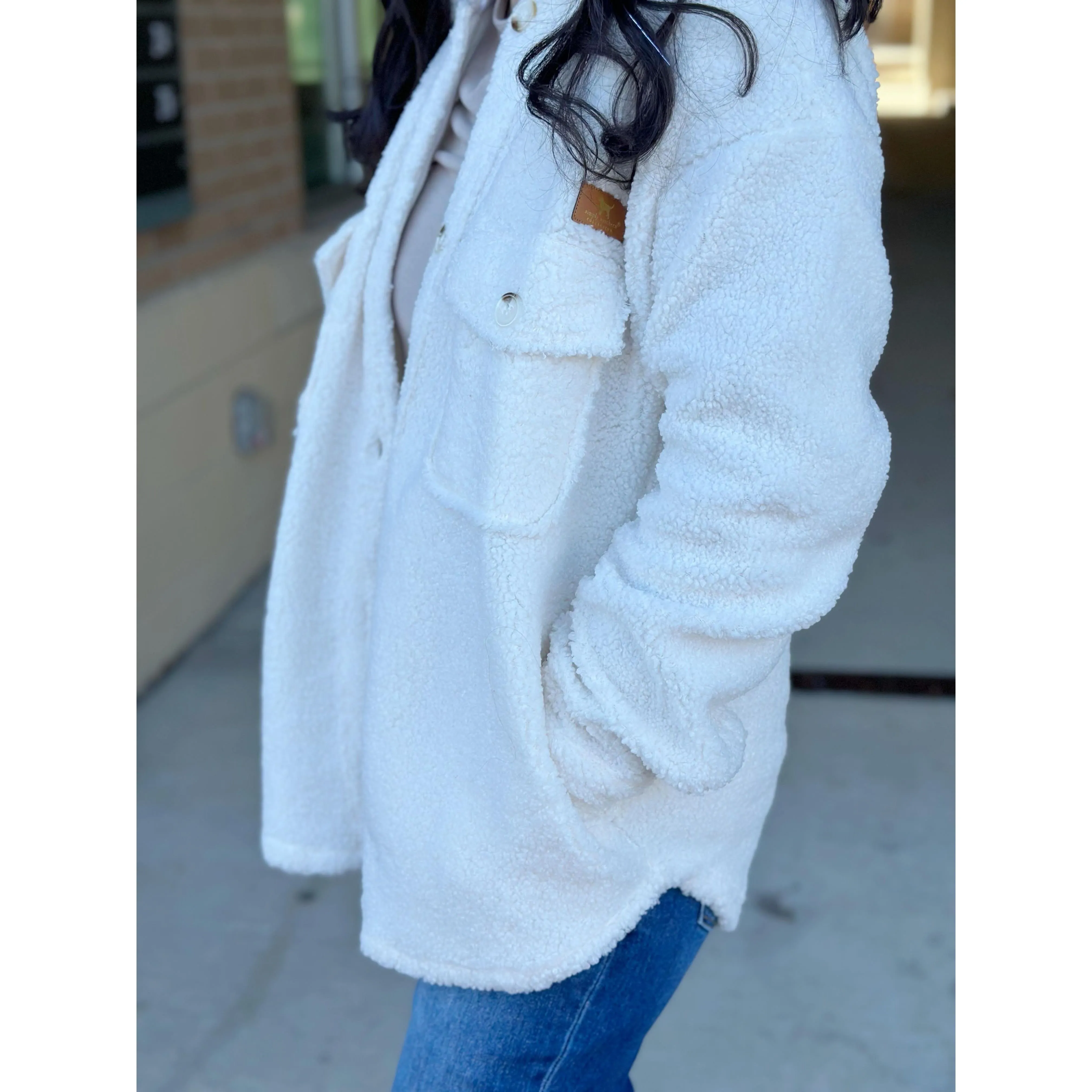 Simply Southern Fuzzy Shacket - Cream - FINAL SALE