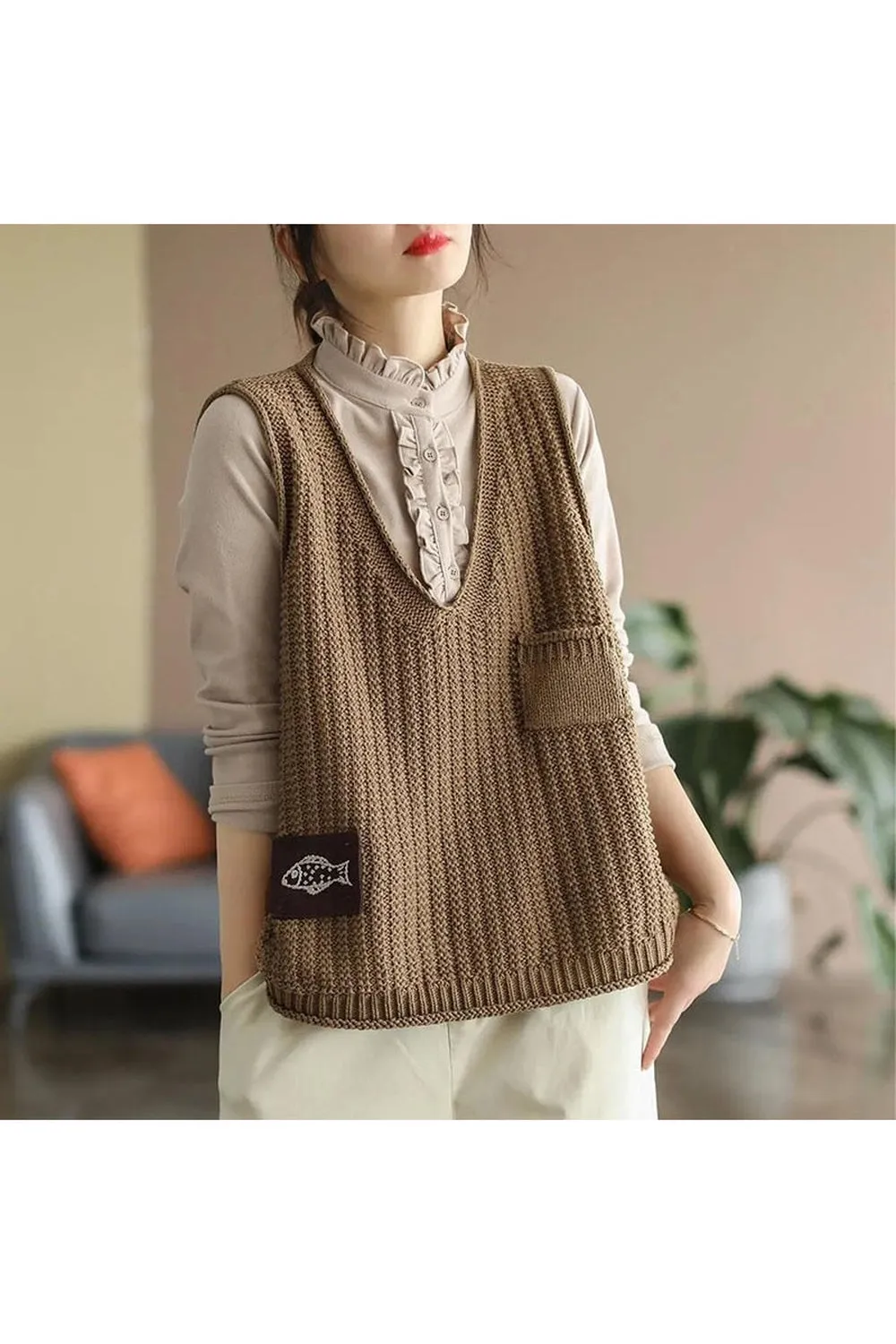 Sleeveless Knitted Vest Top
