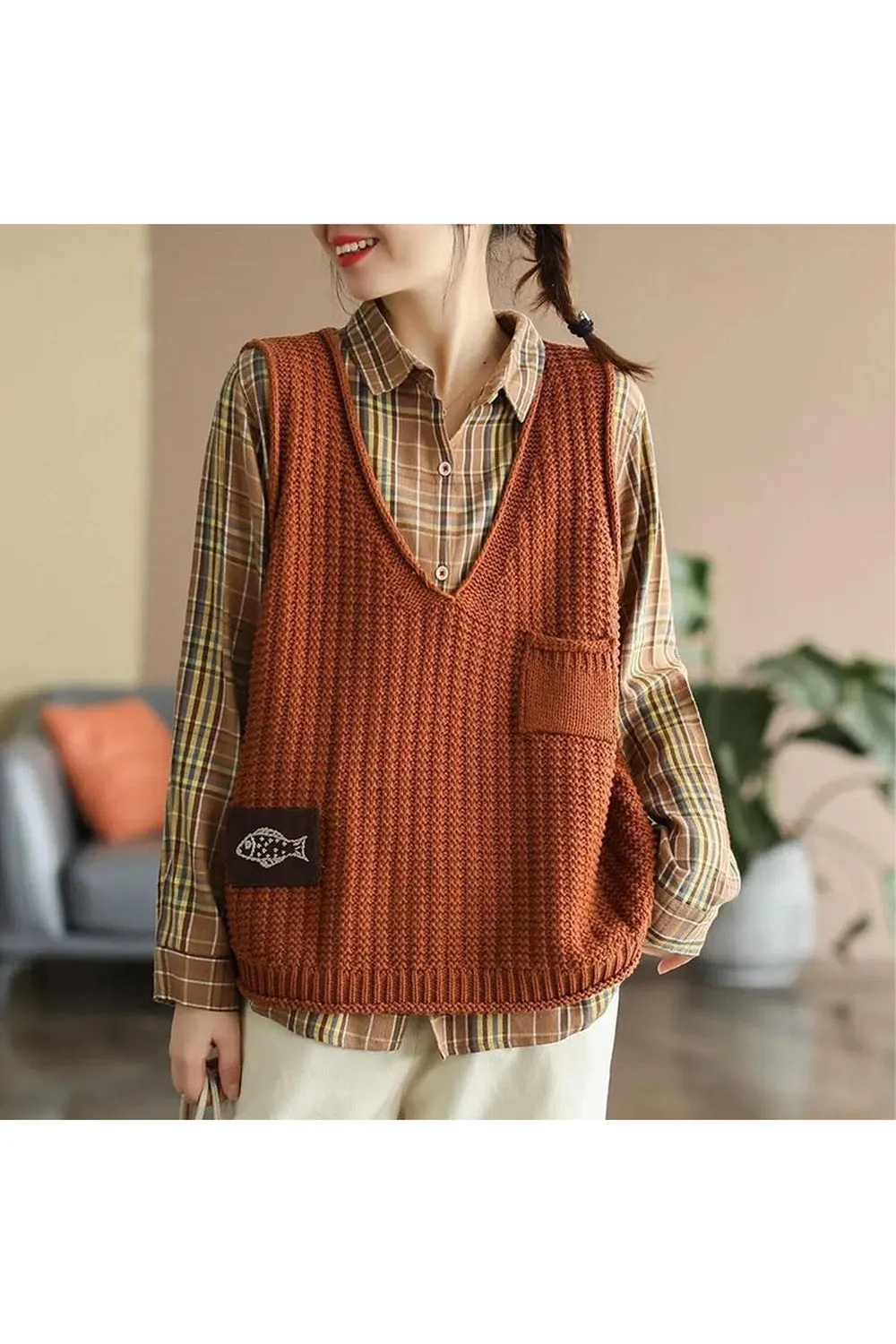 Sleeveless Knitted Vest Top