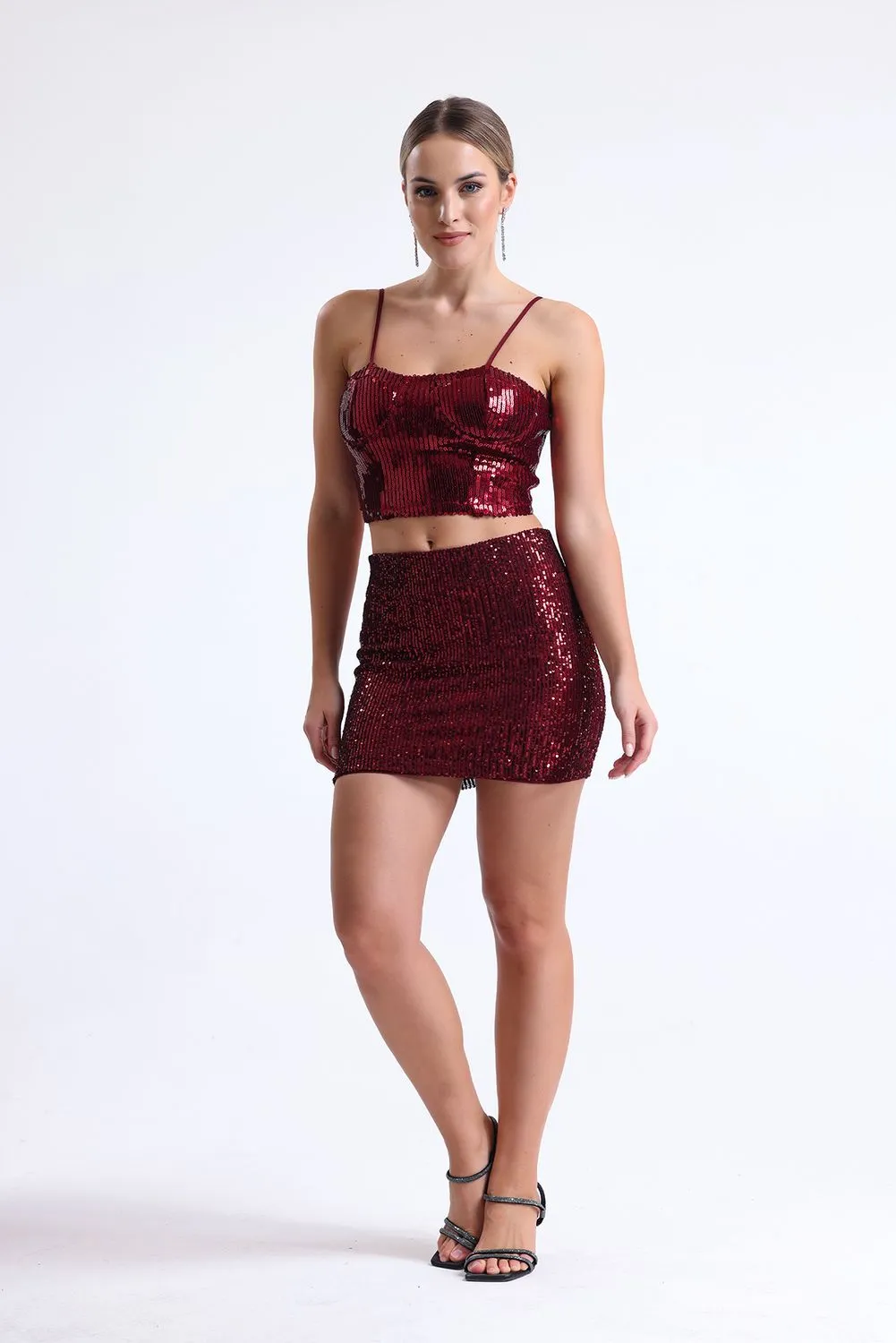 SNS Burgundy pencil skirt with a slit - Stanton