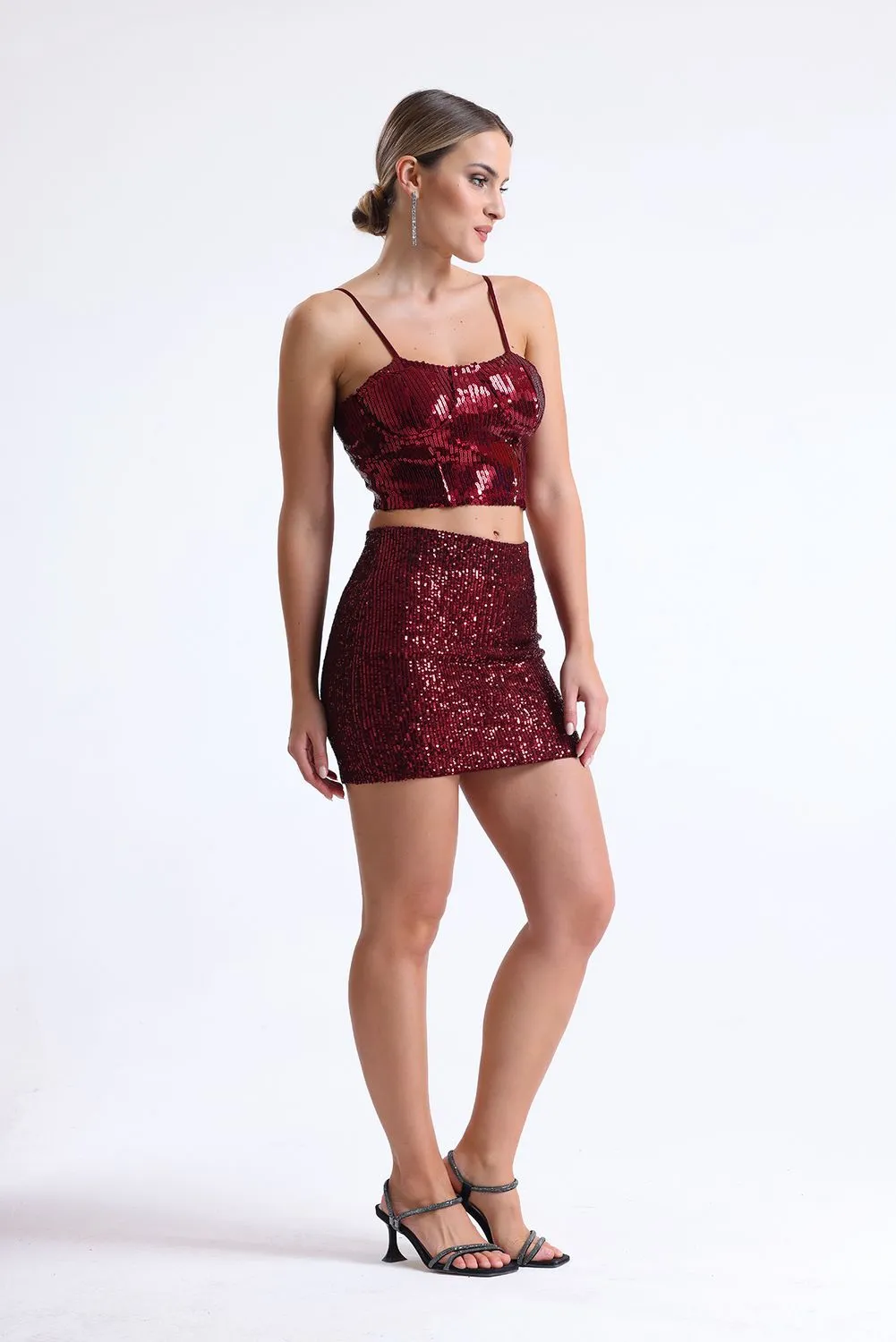SNS Burgundy pencil skirt with a slit - Stanton