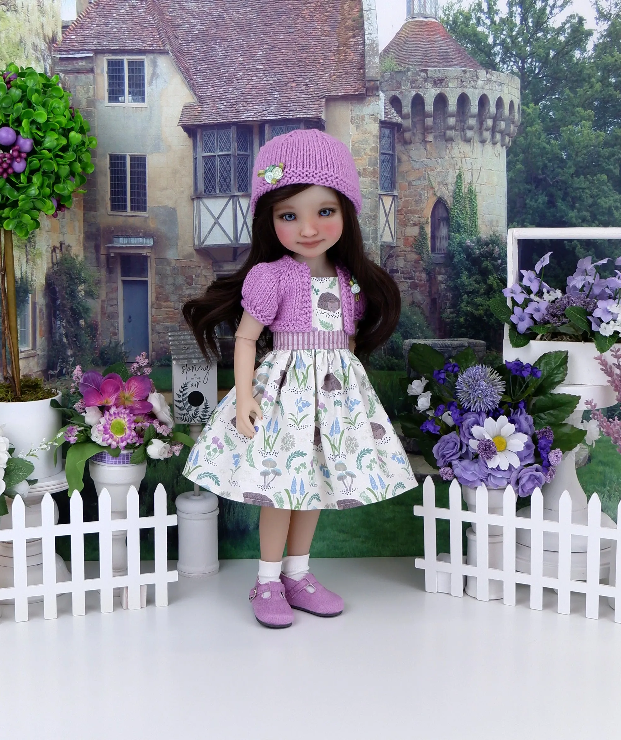Spring Hedgehog - dress and sweater set with shoes for Ruby Red Fashion Friends doll