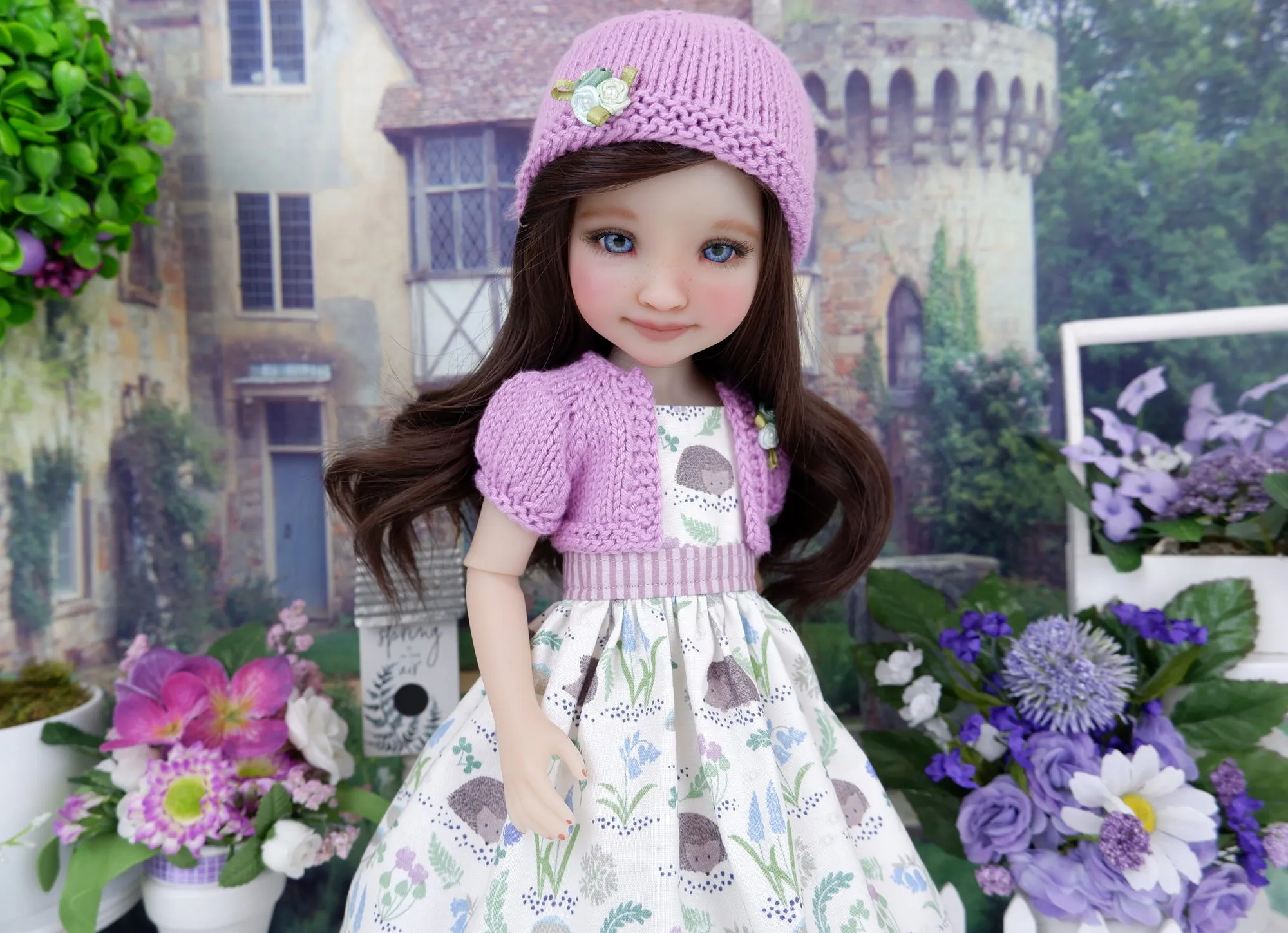Spring Hedgehog - dress and sweater set with shoes for Ruby Red Fashion Friends doll