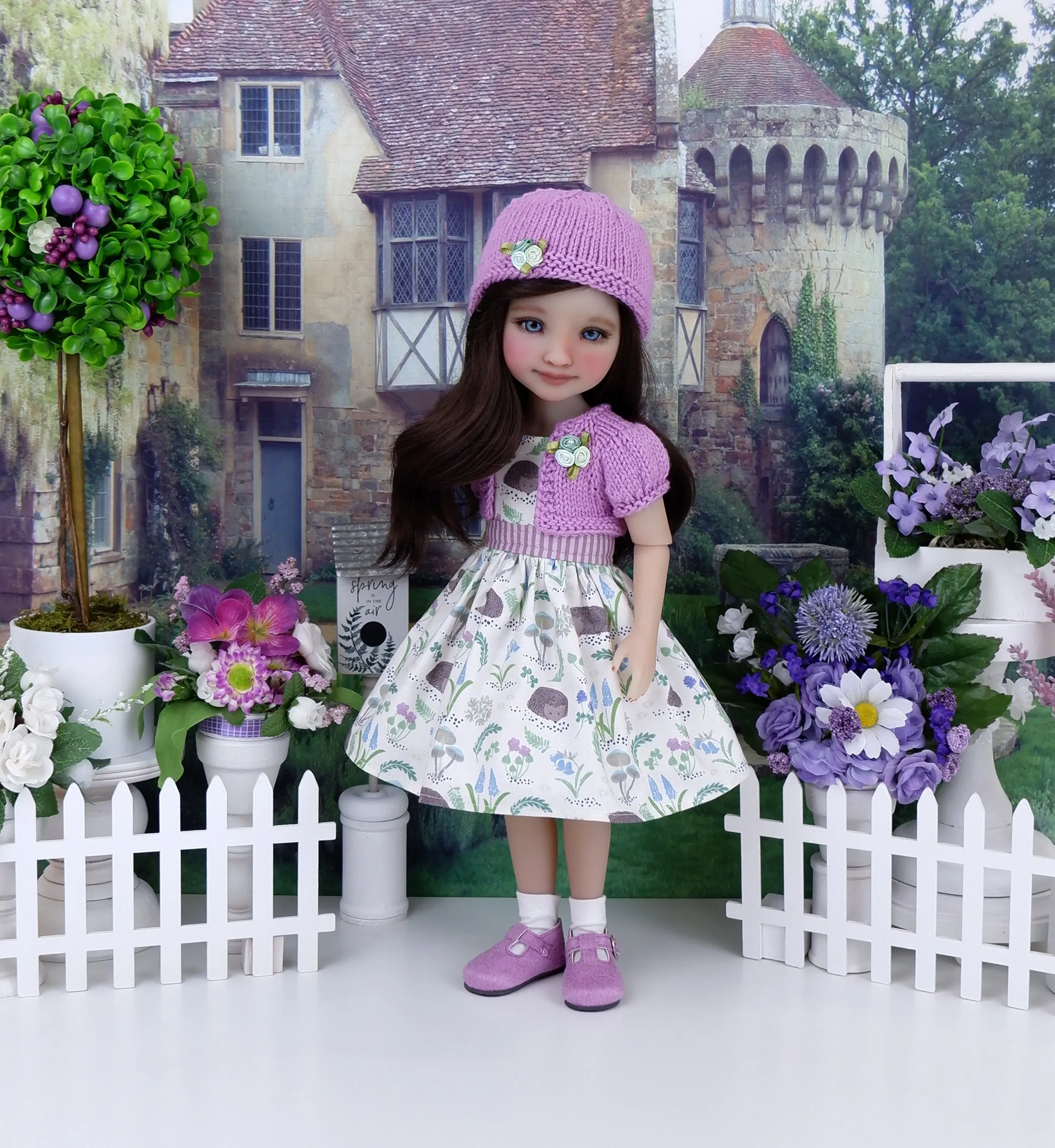 Spring Hedgehog - dress and sweater set with shoes for Ruby Red Fashion Friends doll
