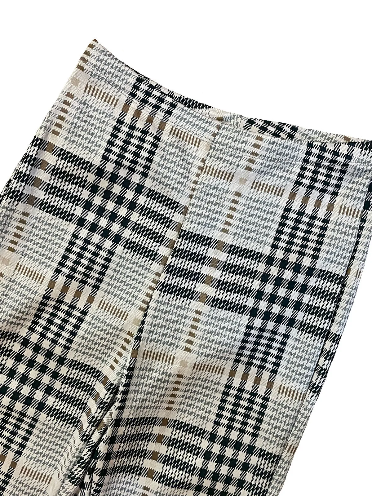 Teal Plaid Flared Bell Bottom Leggings