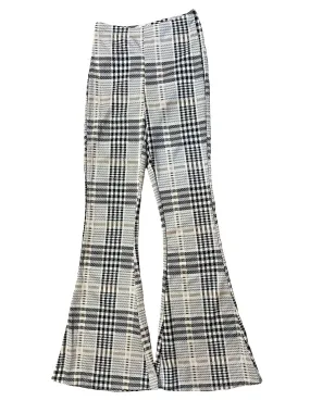 Teal Plaid Flared Bell Bottom Leggings