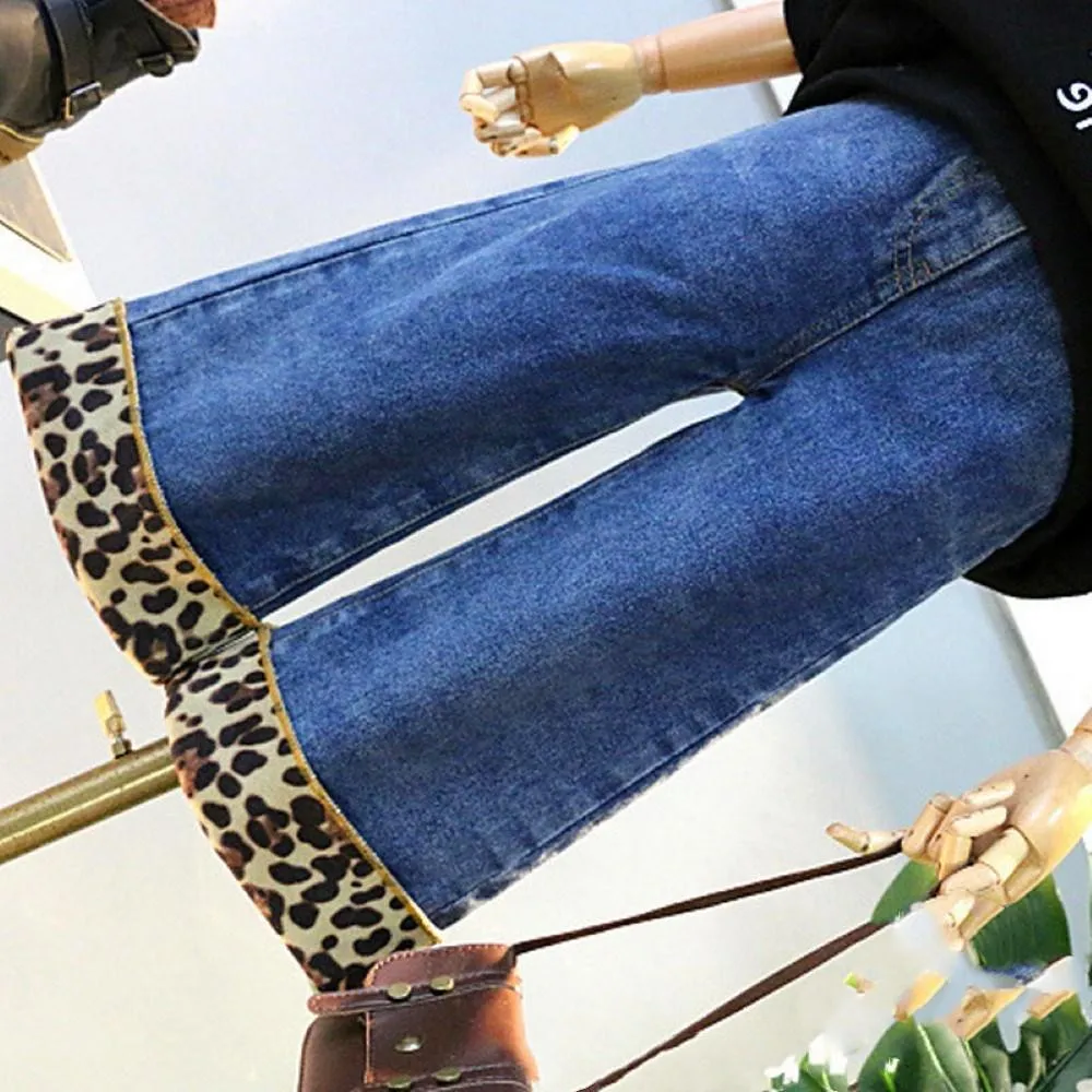 Toddler Girls Leopard Print Padded Flared Jeans Baby Girl Wholesale