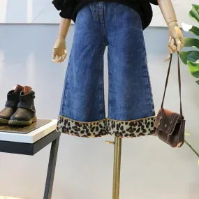 Toddler Girls Leopard Print Padded Flared Jeans Baby Girl Wholesale