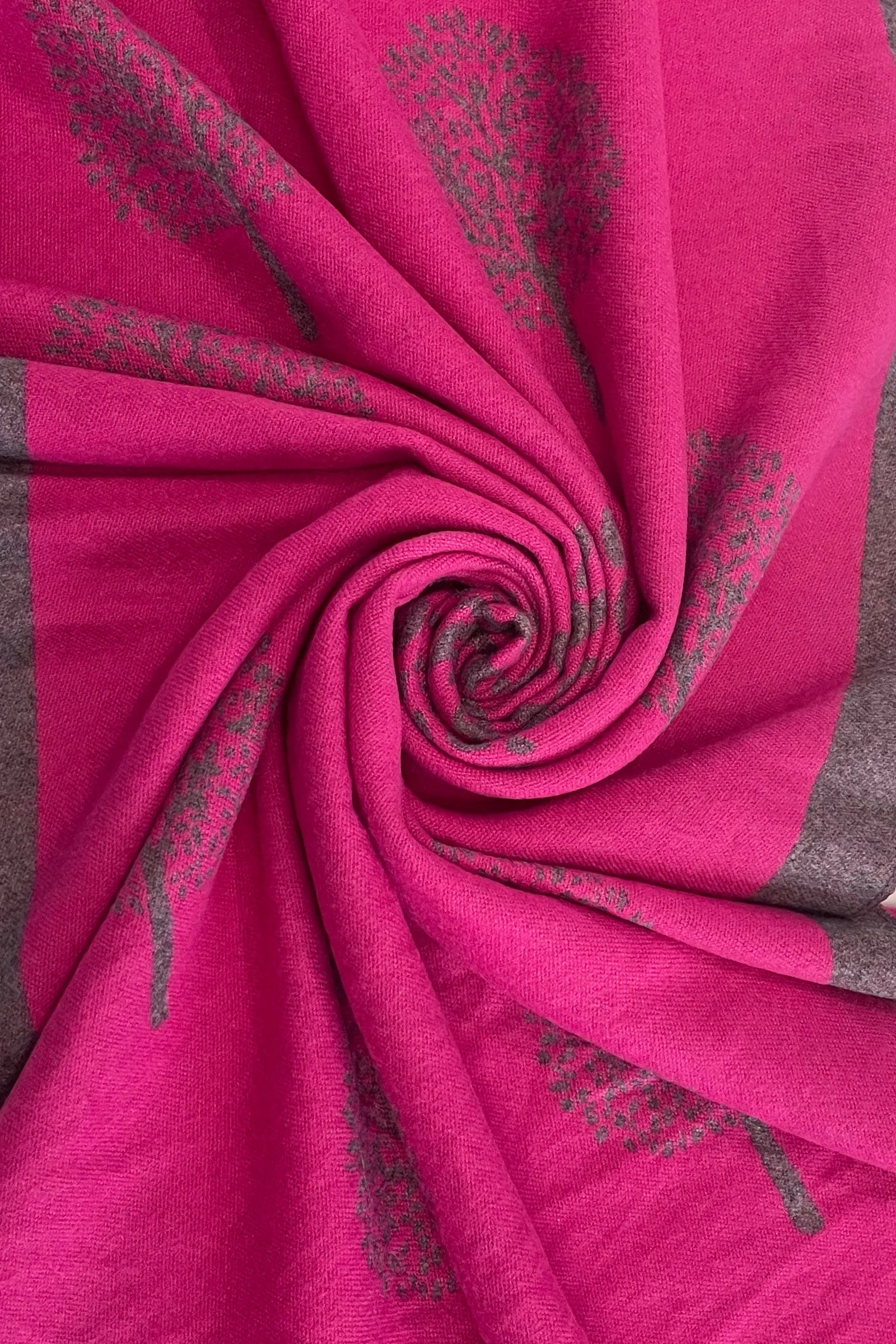Tree Print Reversible Tassel Scarf