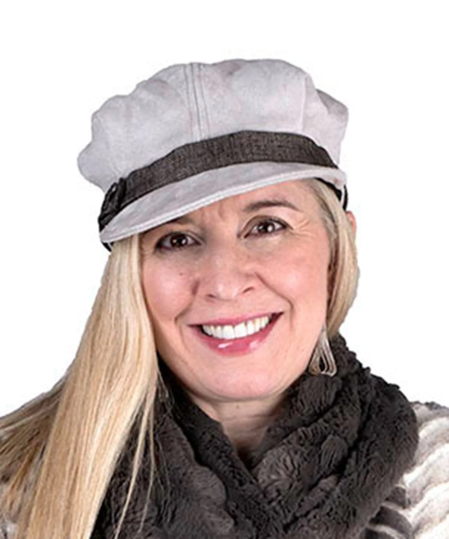 Valerie Cap Style - Faux Suede in Silver