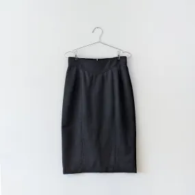 Vintage Wool Midi Skirt in Black
