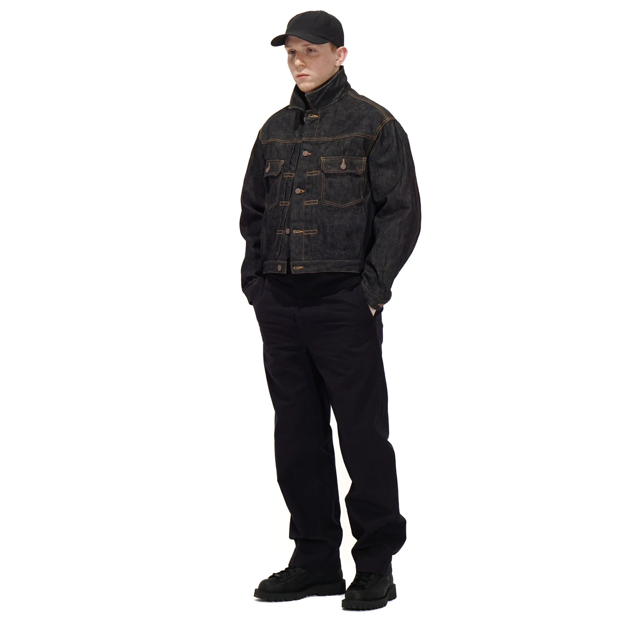 WIDE CHINO PANTS "NAVY"